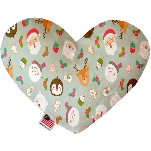 Mirage Pet Products Gray Christmas Party Canvas Heart Dog Toy 8 in. 1287-CTYHT8